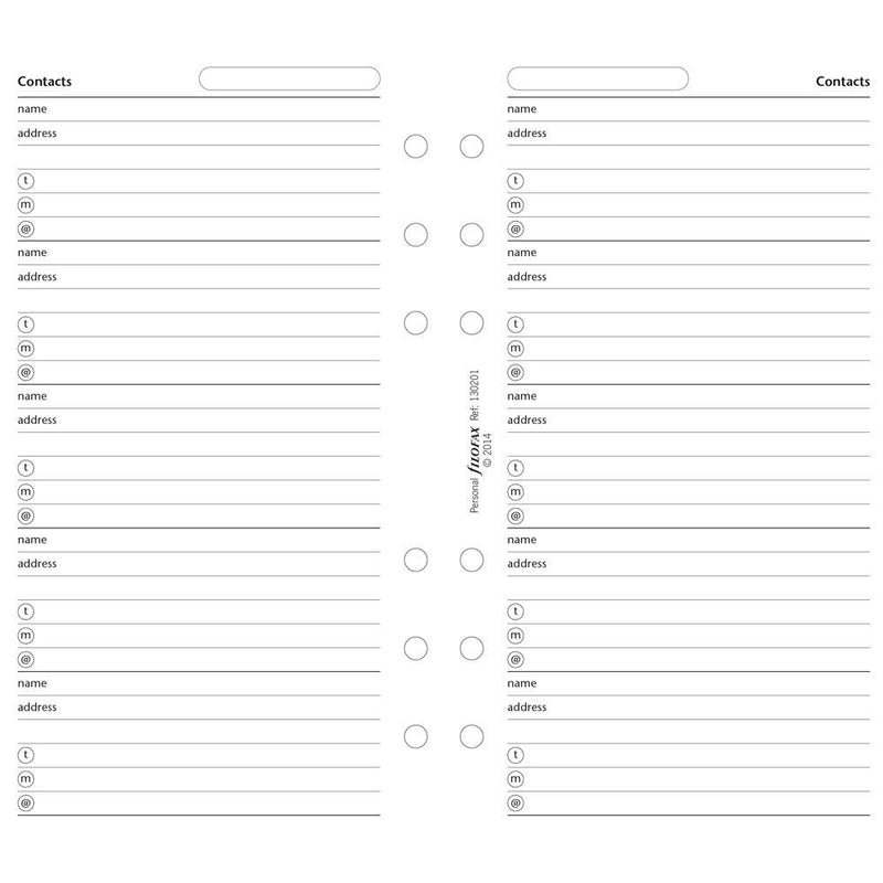 Filofax Personal Contacts Refill - Office Connect 2018