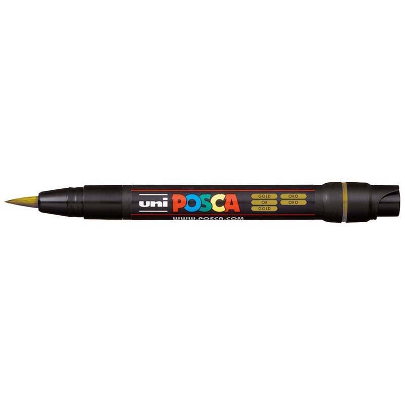 Uni Posca Marker 0.1-10.0mm Brush Tip Gold PCF-350 - Office Connect 2018