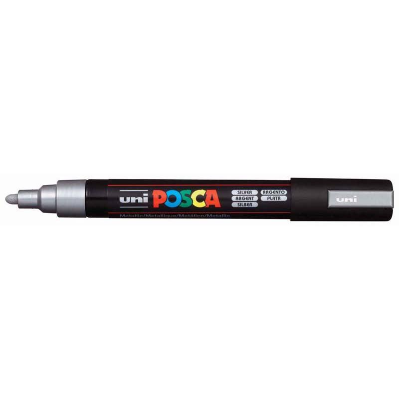 Uni Posca Marker 1.8-2.5mm Med Bullet Silver PC-5M - Office Connect 2018