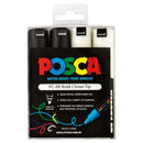 Uni Posca Marker 8.0mm Bold Chisel 4 Pack Black White PC-8K - Office Connect 2018