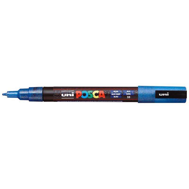 Uni Posca Marker 0.9-1.3mm Fine Glitter Blue PC-3M - Office Connect 2018