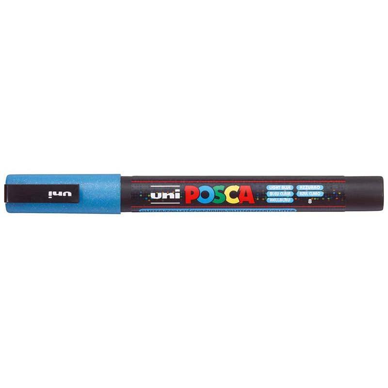 Uni Posca Marker 0.9-1.3mm Fine Glitter Light Blue PC-3M - Office Connect 2018