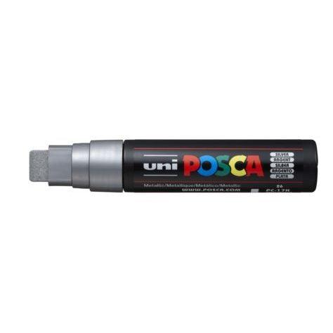Uni Posca Marker 15.0mm Extra-Broad Chisel Silver PC-17K - Office Connect 2018