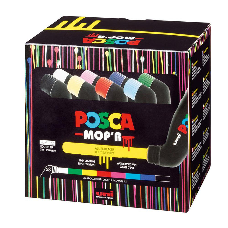 Uni Posca Marker 3-19mm MOP'R 8 Piece Asstd PCM-22 - Office Connect 2018