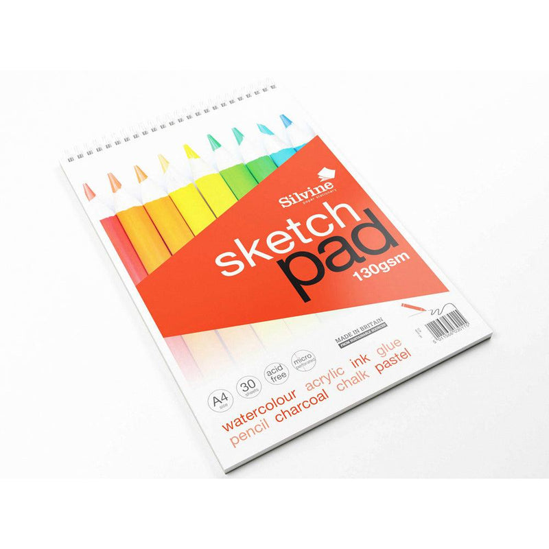 Silvine Sketch Pad Twin Wire A4+ 130gsm 30 Sheets - Office Connect 2018