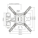 BRATECK 23''-55'' Full motion TV wall mount bracket. Extend, tilt and swivel. VESA Support up to: 400x400 Max load: 35kg. Profile: 49-305mm. Hidden cable management. Colour: Black. - Office Connect 2018