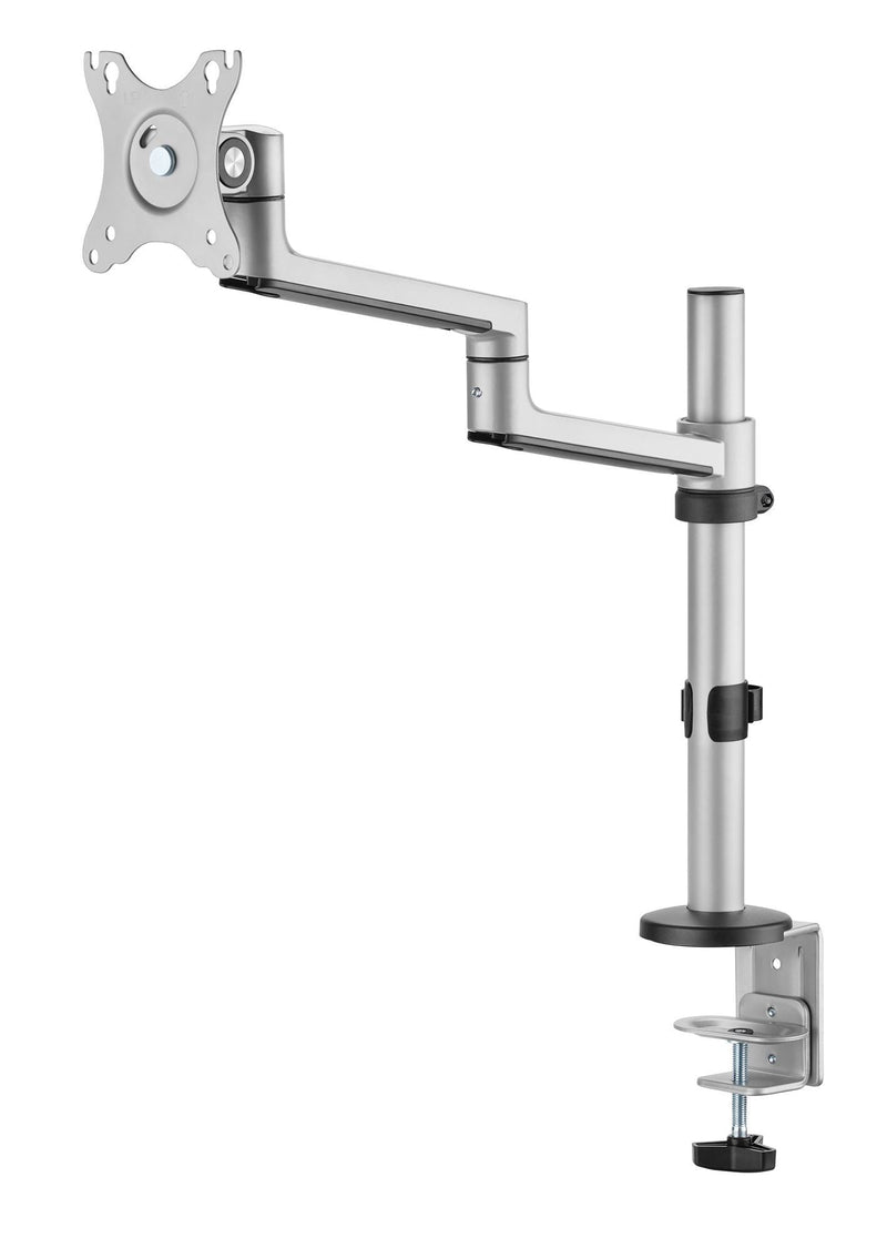 BRATECK 17"-32" Single Arm Premium Articulating Monitor Mount. Arm Extension 466mm, Built-in Cable Management, Detachable VESA Plate. Desk Clamp & Grommet Mounting Inc. Matte Grey Colour.