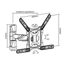 BRATECK 23''-55'' Full motion TV wall mount bracket. Extend, tilt and swivel. VESA Support up to: 400x400 Max load: 35kg. Profile: 49-305mm. Hidden cable management. Colour: Black. - Office Connect 2018
