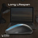 PROMATE EZGrip Ambidextrous Ergonomic Wireless Mouse. 800/1200/1600Dpi, Easy Plug & Play, Up to 6 Millon Keystrokes, Lag-free, Long Life Battery with Low Power Consumption. Blue Colour - Office Connect 2018