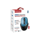 PROMATE EZGrip Ambidextrous Ergonomic Wireless Mouse. 800/1200/1600Dpi, Easy Plug & Play, Up to 6 Millon Keystrokes, Lag-free, Long Life Battery with Low Power Consumption. Blue Colour - Office Connect 2018