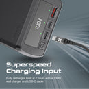 PROMATE 38000mAh 130W Quick Charging PowerBank with 100W PD. Charge Laptops, Tablets, & Phones, Charge 3 Devices Simultaneously, 2x USB-C & 1x USB-A Output, Adaptive Charging. Black Colour - Office Connect 2018