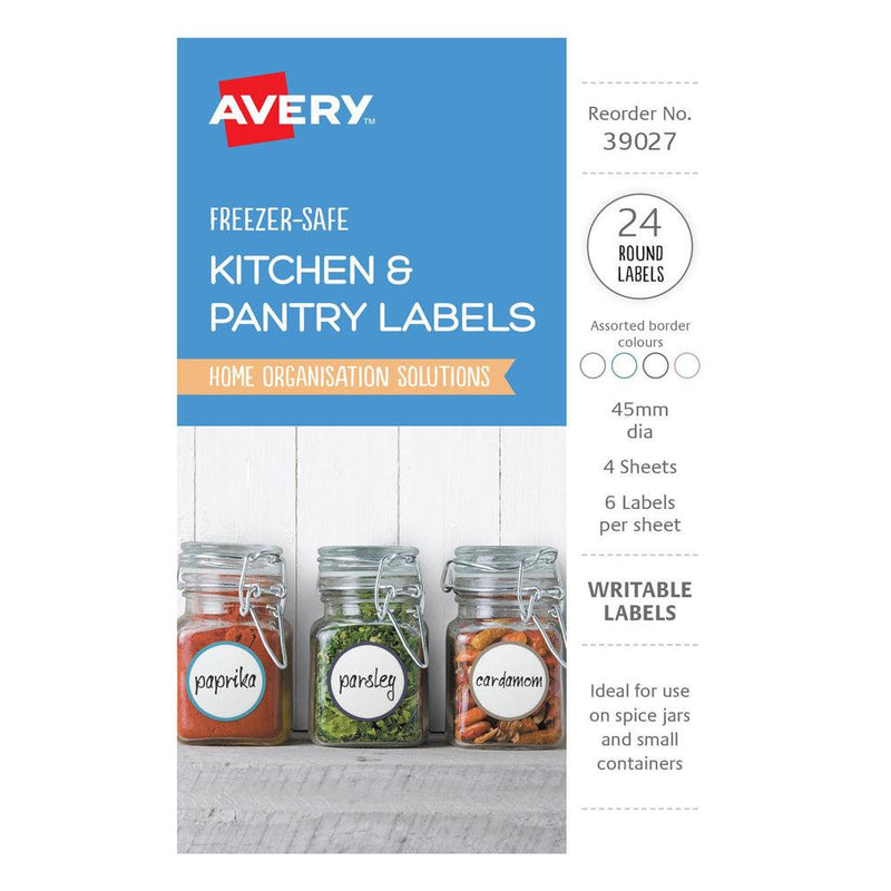 Avery Assorted Kitchen and Pantry Labels A6 Circle 45mm 6up 4 Sheets - Office Connect 2018