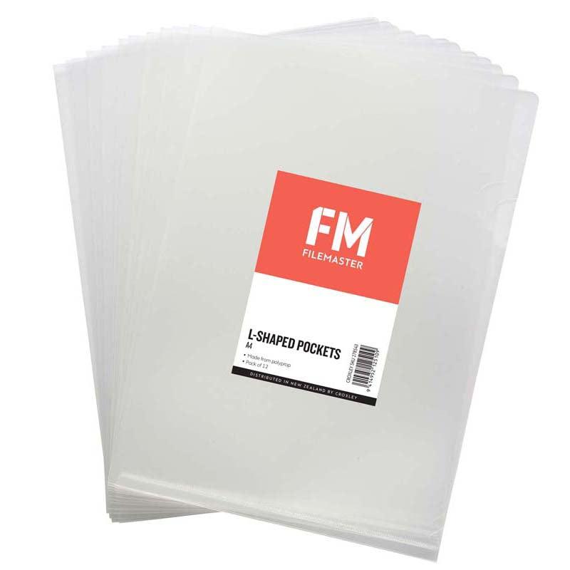 FM Pocket L Shape Clear A4 Clear 12 Pack Hangsell - Office Connect 2018