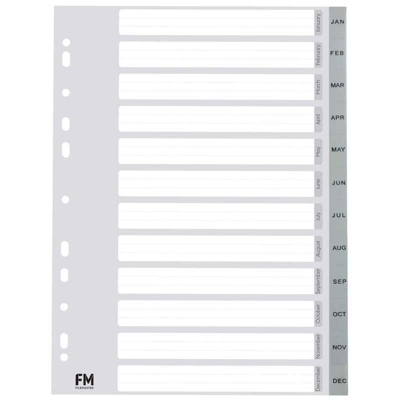 FM Indices A4 Jan-Dec Grey Polyprop - Office Connect 2018