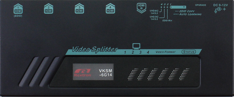 REXTRON 1 in 4 Out 18G HDMI 2.0 Splitter. Supports Ultra-HD Resolution up to 4K@60Hz Max Res: (3840x2160). LED Indicators, Supports EDID, Automatic Power Save, Easy Install. - Office Connect 2018