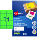 Avery Shipping Label L7163FG Fl Green Laser 99.1x38.1mm 14up 25 Sheets - Office Connect 2018