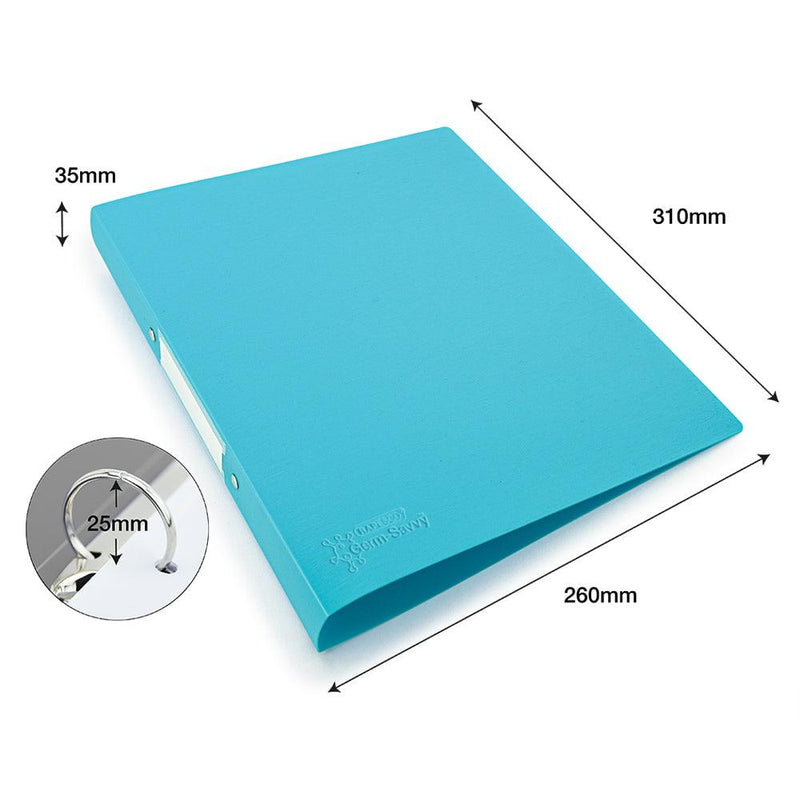 Rapesco Germ-Savvy Antibacterial A4 PP Ring Binder 2/25 Aqua - Office Connect 2018