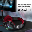 VERTUX 7.1 Surround Sound Gaming Headphone with Noise Isolating Microphone. Inline Controller, USB Connection, Adjustable Headband, 360 Degree Audio, Multi-Platform Compatibility. Black/Red Colour