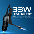 PROMATE 33W Car Charger with USB-C Cable. Output USB-A and USB-C. Qualcomm 3.0 18W Quick Charge. Over Charging and Short Circuit Protection. Compatible with all USB Chargeable Devices - Office Connect 2018