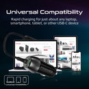 PROMATE 33W Car Charger with USB-C Cable. Output USB-A and USB-C. Qualcomm 3.0 18W Quick Charge. Over Charging and Short Circuit Protection. Compatible with all USB Chargeable Devices - Office Connect 2018