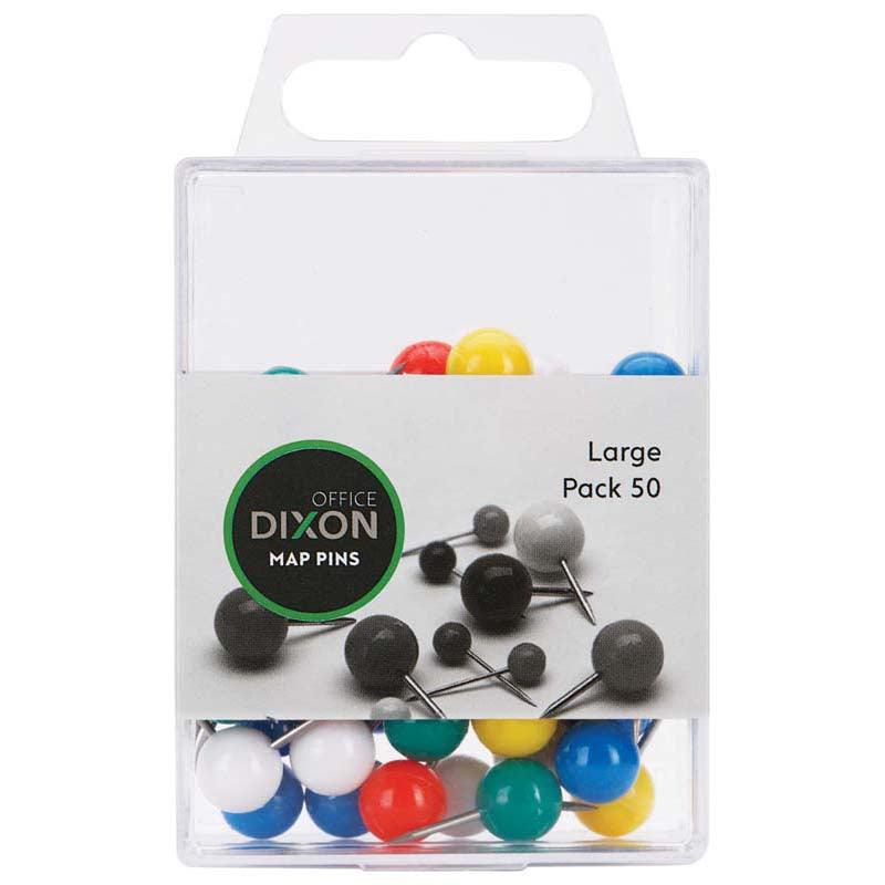 Dixon Map Pins Large Assorted Colour Pack 50 - Office Connect 2018