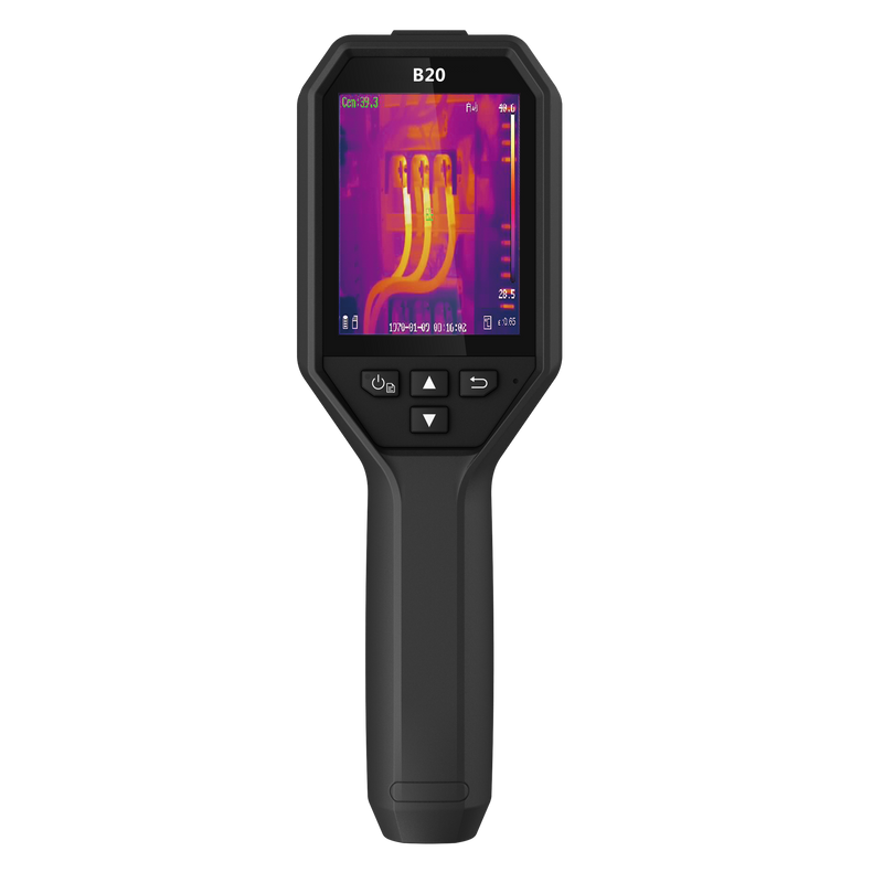 HIKMICRO B20 Handheld Wi-Fi Thermal Imaging Camera. 3.2" LCD Screen. Thermal, Visual, Fusion & PIP Image Modes. Thermal Resolution: 49,152 Pixels. NETD: Less than  40 mK.