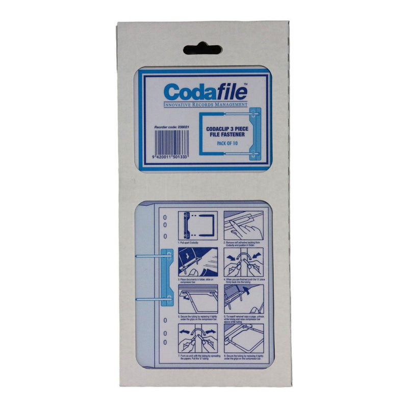 Codafile Codaclip Fastener 3 Piece Pack 10 - Office Connect 2018