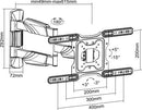 BRATECK 23''-55'' Full Motion TV Wall Mount Bracket with Lenghtened Arm. Extend, Tilt & Swivel. VESA Support up to: 400x400. Max Load: 35kg. Profile: 49-615mm. Hidden Cable Management. Black Colour. - Office Connect 2018
