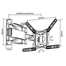 BRATECK 23''-55'' Full Motion TV Wall Mount Bracket with Lenghtened Arm. Extend, Tilt & Swivel. VESA Support up to: 400x400. Max Load: 35kg. Profile: 49-615mm. Hidden Cable Management. Black Colour. - Office Connect 2018