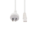 DYNAMIX 2M 2-Pin plug to C7 Figure 8 connector. 7.5A. SAA approved power cord. 0.75mm copper core. WHITE Colour. - Office Connect 2018