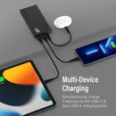 PROMATE 10000mAh Power Bank with Smart LED Display & Super Slim Design. Includes 2x USB-A & 1x USB-C Ports. 2A (Shared) Charging. Auto Voltage Regulation. Charge 3x Devices. Black Colour. - Office Connect 2018