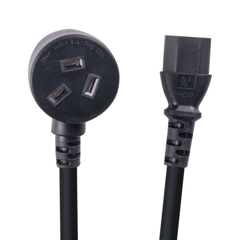 DYNAMIX 2M 3-Pin TAPON Ended Plug to IEC C13 Female Connector 10A SAA Approved Power Cord. 1.0mm copper core. BLACK Colour.