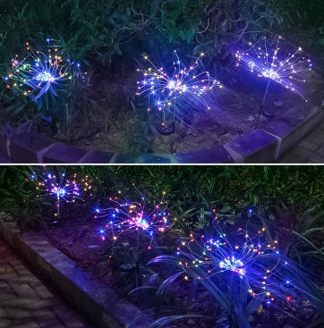 New Ground Plug Solar Fireworks Light LED Light String Copper Wire Outdoor Garden Decoration Star Lights Christmas Lights - Office Connect 2018