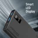 PROMATE 10000mAh Power Bank with Smart LED Display & Super Slim Design. Includes 2x USB-A & 1x USB-C Ports. 2A (Shared) Charging. Auto Voltage Regulation. Charge 3x Devices. Black Colour. - Office Connect 2018