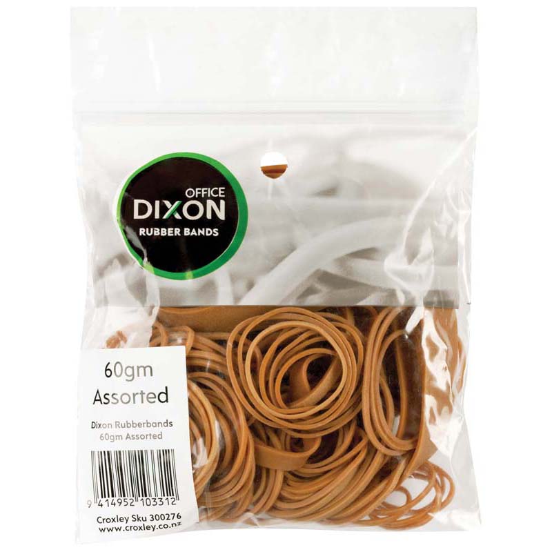 Dixon Rubber Bands 60gm Assorted