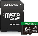 ADATA Speed Plus microSDXC UHS-I U3 A2 V30 Card with Adapter 64GB - Office Connect 2018