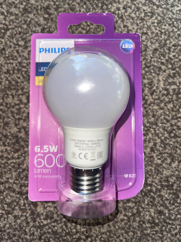 6.5 W 600 lumen warm light LED, E27 - Office Connect 2018