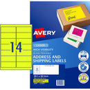 Avery Shipping Label L7163FY Flo Yellow Laser 99.1x38.1mm 14up 25 Sheets - Office Connect 2018