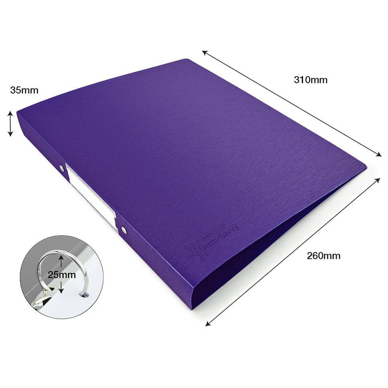 Rapesco Germ-Savvy Antibacterial A4 PP Ring Binder 2/25 Purple - Office Connect 2018