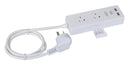 DYNAMIX 2-way Powerboard with 2x USB 2.4A Rapid Charging Ports. Includes Built-in Phone or Tablet Holder Tray. 1m Power Cable. Safety Overload Protection. For Indoor Use ONLY. - Office Connect 2018