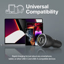 PROMATE 120W PD In-Car Phone, Tablet, Notebook/Macbook Charger. Dual USB-C Ports, 1x USB-A Port, QC 3.0, Charge 2x Devices Simultaneously, Sleek & Compact, Universal Compatibility. Black. - Office Connect 2018