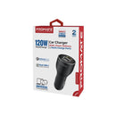 PROMATE 120W PD In-Car Phone, Tablet, Notebook/Macbook Charger. Dual USB-C Ports, 1x USB-A Port, QC 3.0, Charge 2x Devices Simultaneously, Sleek & Compact, Universal Compatibility. Black. - Office Connect 2018