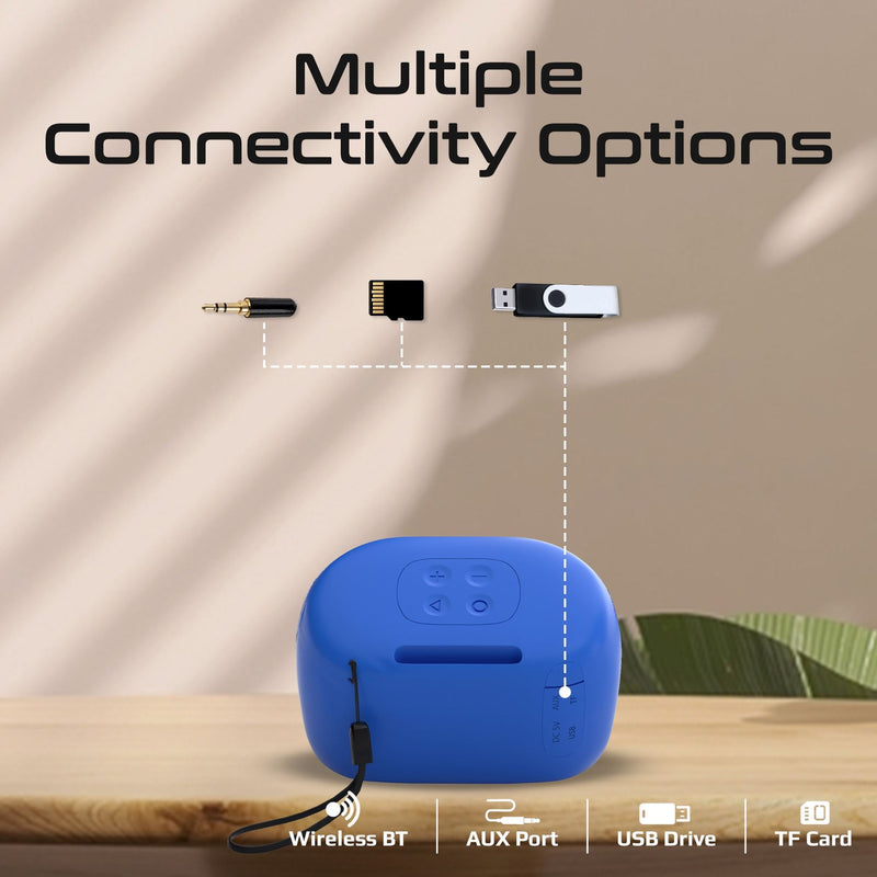PROMATE 5W Wireless HD Bluetooth Portable Speaker with Built-in Lanyard. Battery Capacity 1200mA, Up to 24 Hours Playback, Supports Handsfree, Charge Time 2-3 Hours, IPX4 Water-Resist. Blue Colour - Office Connect 2018