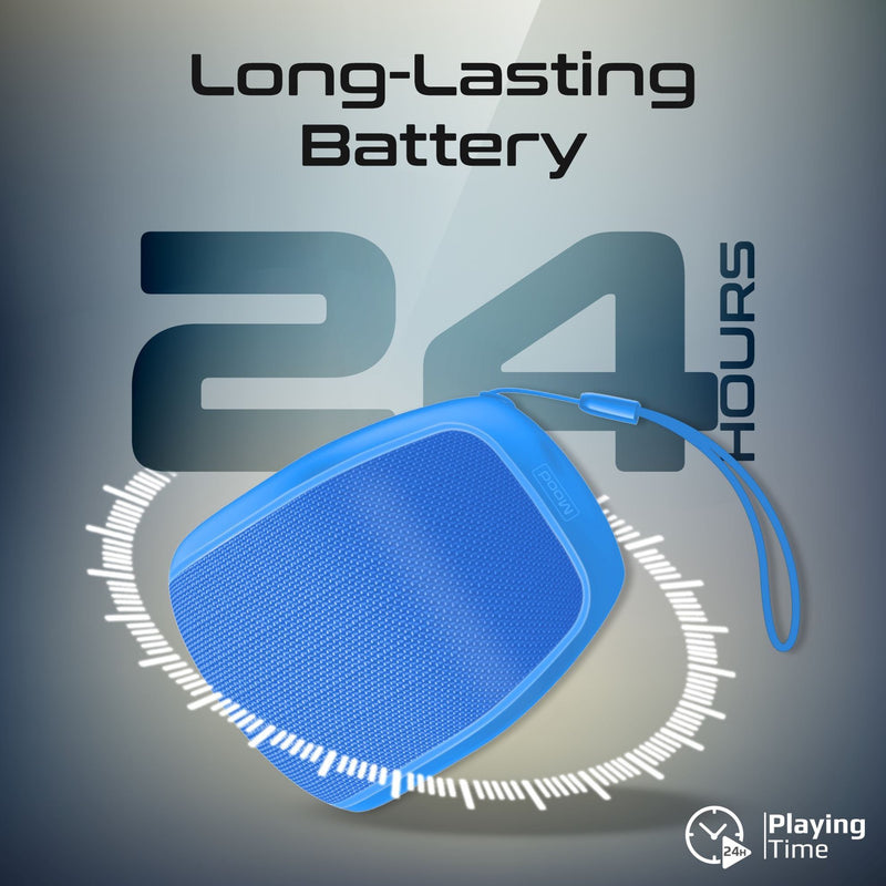PROMATE 5W Wireless HD Bluetooth Portable Speaker with Built-in Lanyard. Battery Capacity 1200mA, Up to 24 Hours Playback, Supports Handsfree, Charge Time 2-3 Hours, IPX4 Water-Resist. Blue Colour - Office Connect 2018