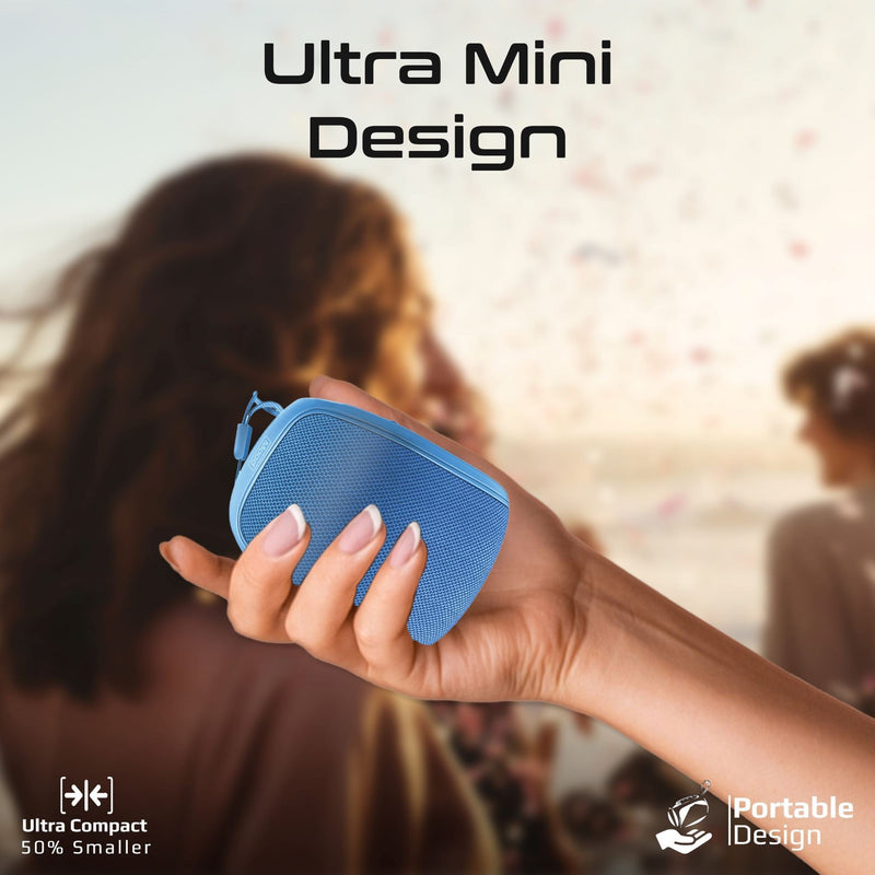 PROMATE 5W Wireless HD Bluetooth Portable Speaker with Built-in Lanyard. Battery Capacity 1200mA, Up to 24 Hours Playback, Supports Handsfree, Charge Time 2-3 Hours, IPX4 Water-Resist. Blue Colour - Office Connect 2018