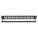 DYNAMIX 16 Port Unloaded Patch Panel, Shuttered Keystone Inserts, 1RU - Office Connect 2018