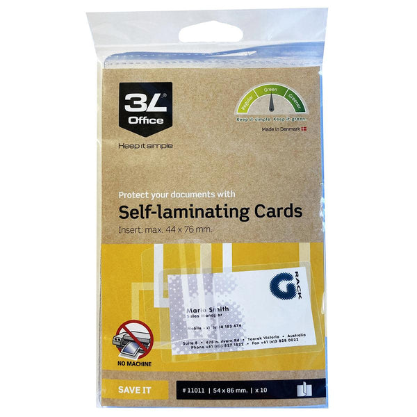 3L Self Laminating Cards 54x86mm 10 Pack - Office Connect 2018