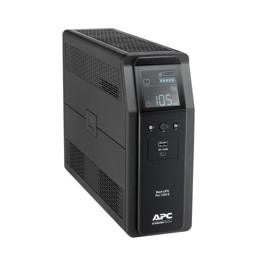 APC Back-UPS PRO Line Interactive 1200VA (720W) with AVR, 230V Input/Output. 8x IEC C14 Outlets. With Battery Backup & Surge Protect. USB Port charging ports, Sinewave Power & LCD Display. - Office Connect 2018