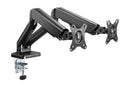 BRATECK Elegant Dual 17"-32" Counter Balance Monitor Desk Mount. Max Load up to 9Kgs Per Arm. VESA 75x75 & 100x100. Gas Spring with Matt Plastic Surface. Extend, Tilt & Swivel. Black Colour. - Office Connect 2018