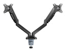 BRATECK Elegant Dual 17"-32" Counter Balance Monitor Desk Mount. Max Load up to 9Kgs Per Arm. VESA 75x75 & 100x100. Gas Spring with Matt Plastic Surface. Extend, Tilt & Swivel. Black Colour. - Office Connect 2018